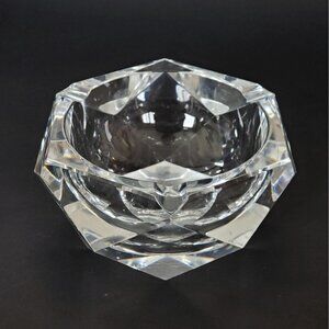 Vintage Art Deco Crystal Faceted Diamond Shape Ashtray 